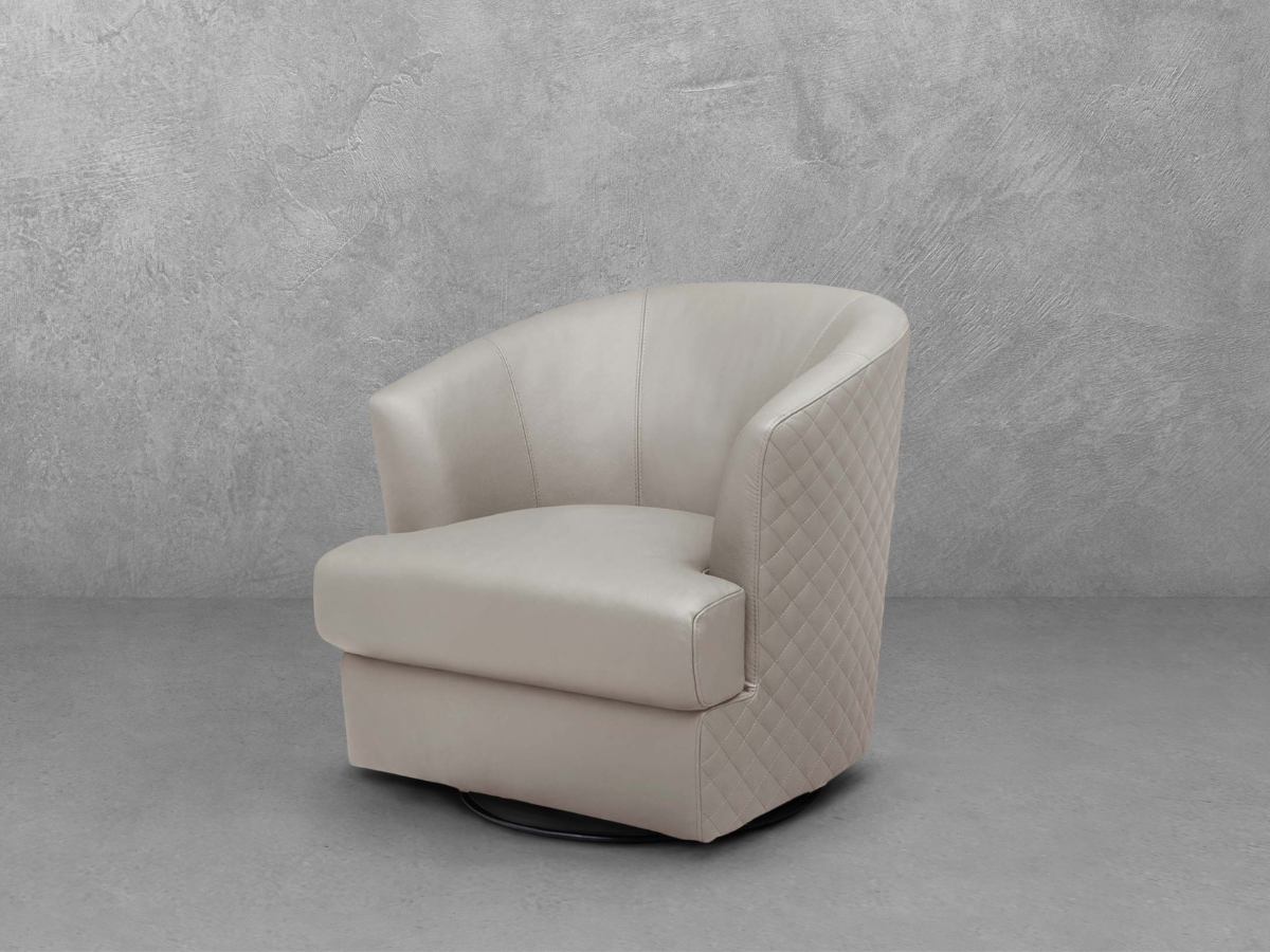 Belfield 100% Top Grain Leather Swivel Chair - Gray
