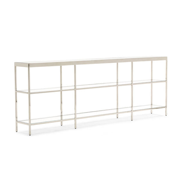 Vienna Low Bookcase - Large Polished Stainless Steel