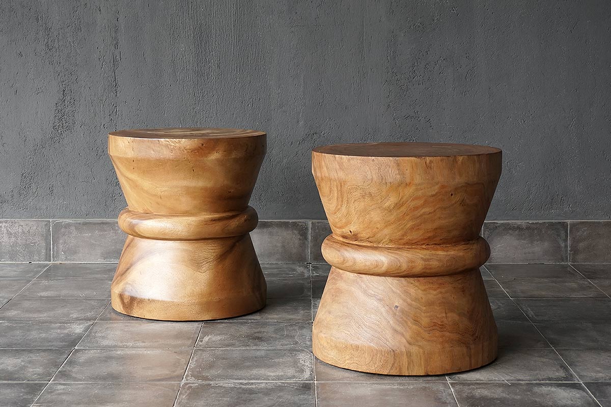 Turned suar wood stool