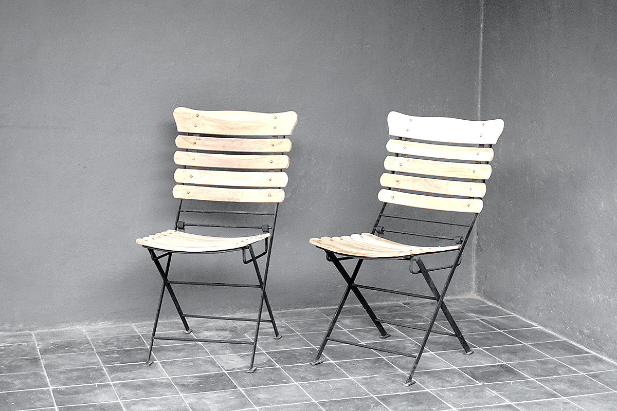 Teak Slatted Bistro Foldable Chair