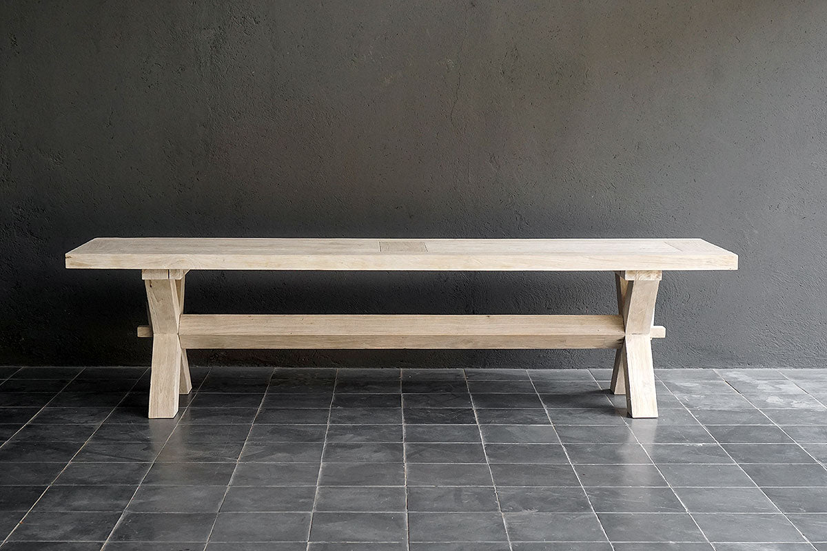 X Frame Reclaimed Teak Bench