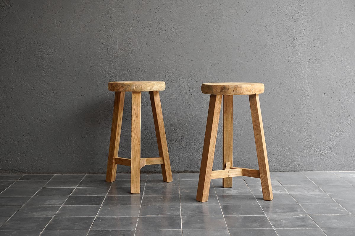 Reclaimed Teak Round Counter Stool