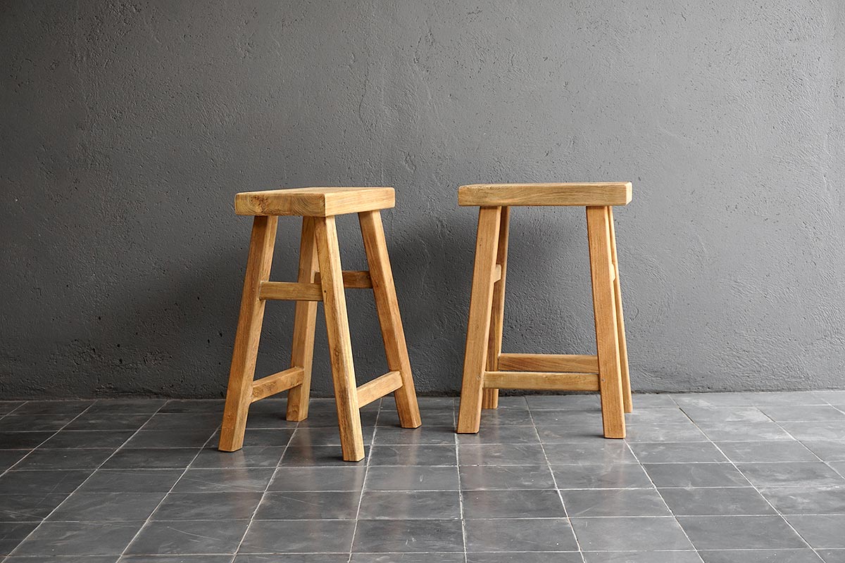 Reclaimed Teak Counter Stool