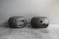 Teak Root Round Stool in Charcoal Finish