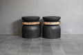 Saban Stool in Charcoal Finished and Natural Accent