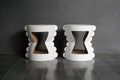 Nabia Stool in Solid White and Natural Finished