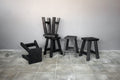 Hakka Teak Stool in Charcoal Finish