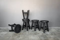 Mayo Reclaimed Teak Stool in Charcoal Finish
