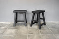 Reclaimed Teak Stool-Charcoal Finish
