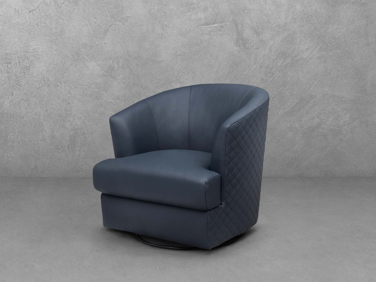 Belfield 100% Top Grain Leather Swivel Chair - Blue