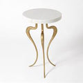 Silhouette Accent Table-Antique Gold w/White Honed Marble Top