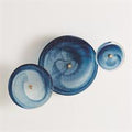 S/3 Crosshatched Wall Discs-Blue Swirl