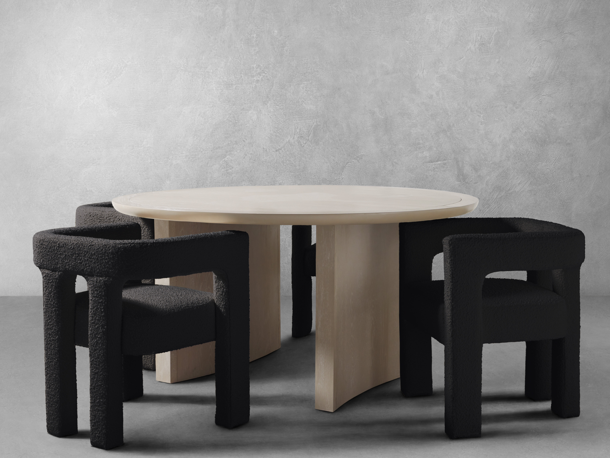 Mandy 5-pc Round Dining Set with Bouclé Chairs - Black