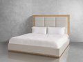 Bacara Modern Classic Wood Beige Upholstered Bed - Natural - Queen