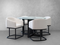 Atlas 5-pc Contemporary Dining Collection with Metal Base Chairs - White