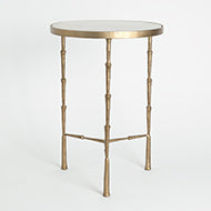 Spike Accent Table-Antique Brass w/White Marble