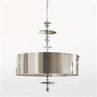 Turned Pendant Chandelier-Nickel-Lg