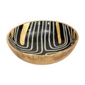 Isla Abstract Design Enameled Mangowood Catchalll, Black