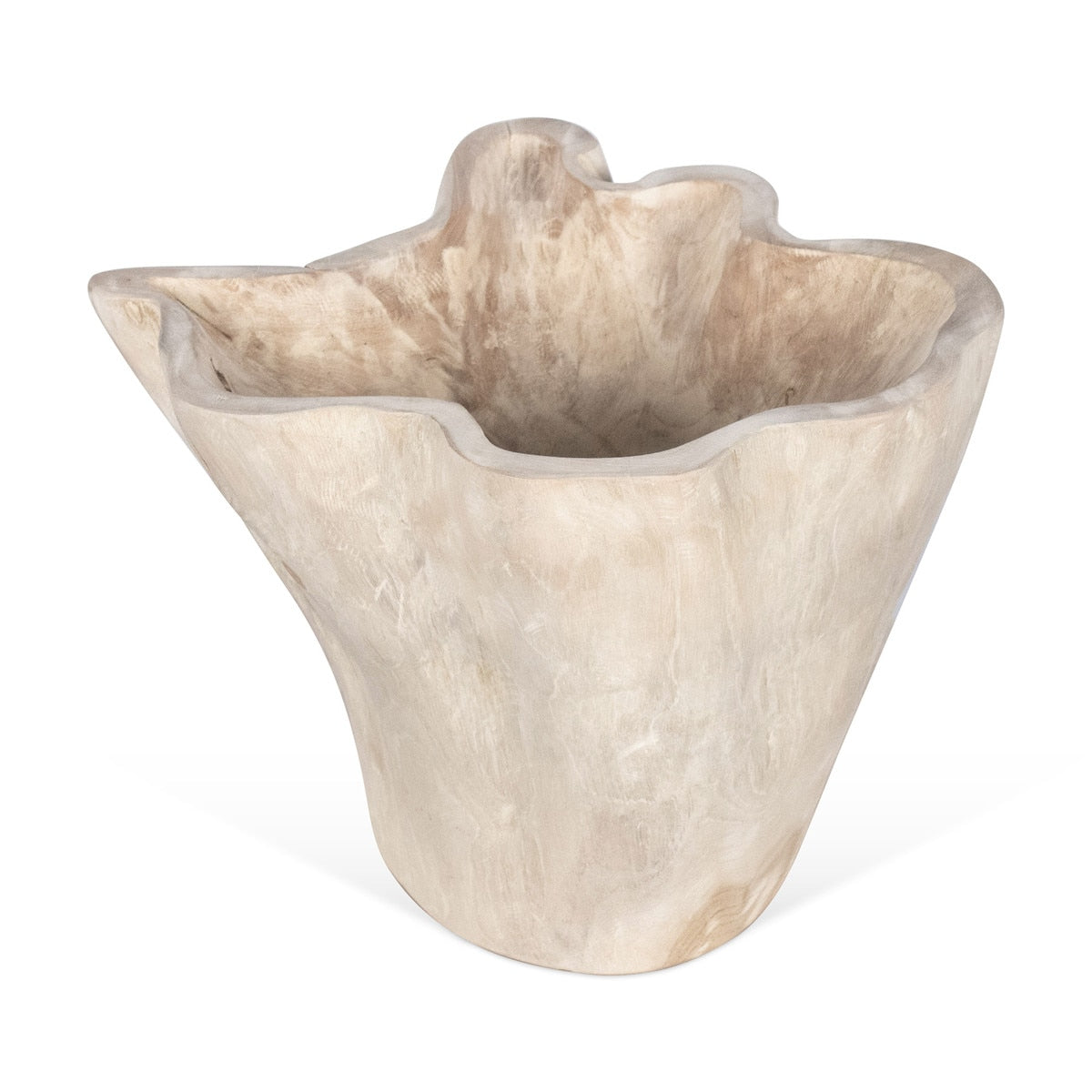 Organic Teak Wood Carved Bowl, 10"H, Natural