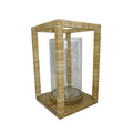 Rattan Wrapped Mangowood Lantern, 18"H, Natural