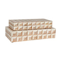Naima Wood and Bone Decorative Box, White (Set of 2)