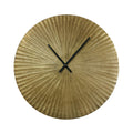 Large Round Sunburst Textured Wall Clock, 23"W, Antique Brass