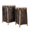Lucca Round Baskets, Black Wash