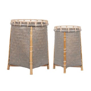 Lucca Round Baskets, Grey Wash