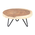 9" Round Wooden Teak Riser with Iron Base