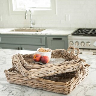 Mona Rectangular Rattan Tray Set