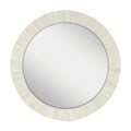 Amalia Round Bone Inlay Mirror, White