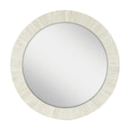 Amalia Round Bone Inlay Mirror, White