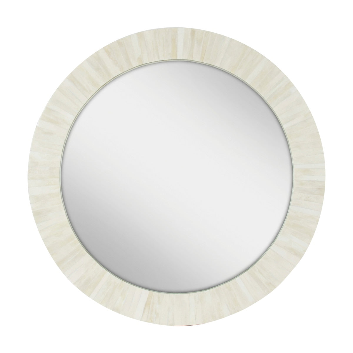 Amalia Round Bone Inlay Mirror, White