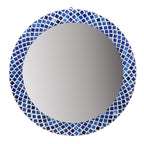 Luciana Diamond Pattern Bone Inlay Mirror, Blue