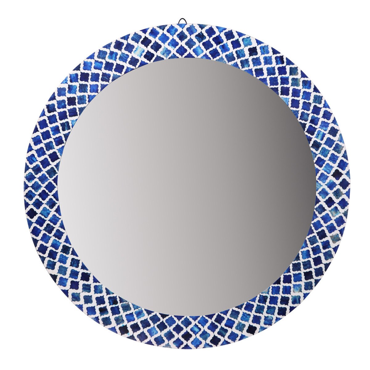 Luciana Diamond Pattern Bone Inlay Mirror, Blue