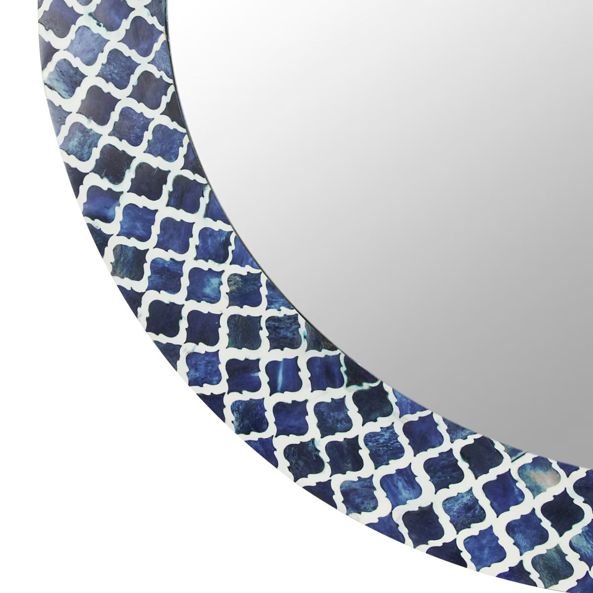 Luciana Diamond Pattern Bone Inlay Mirror, Blue