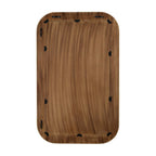 Wood and Bone Inlay Rectangular Mirror, Rounded Corners, White Stripes, 36''H, Natural and White