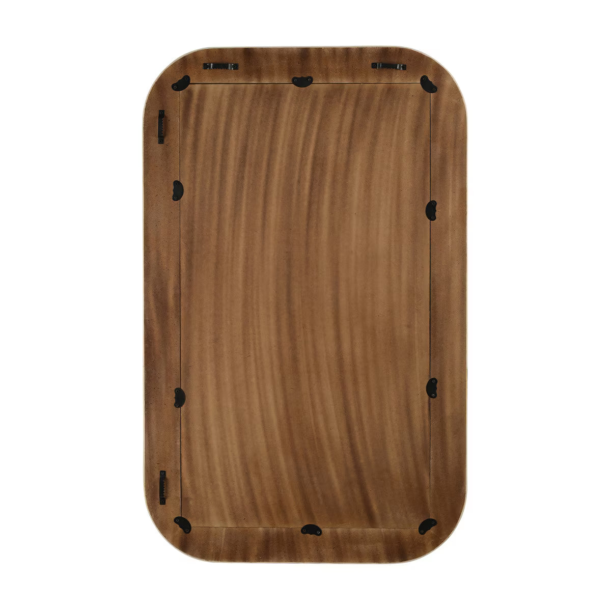 Wood and Bone Inlay Rectangular Mirror, Rounded Corners, White Stripes, 36''H, Natural and White