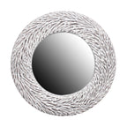 Round Teak Branch Frame Mirror,35"W, Whitewash