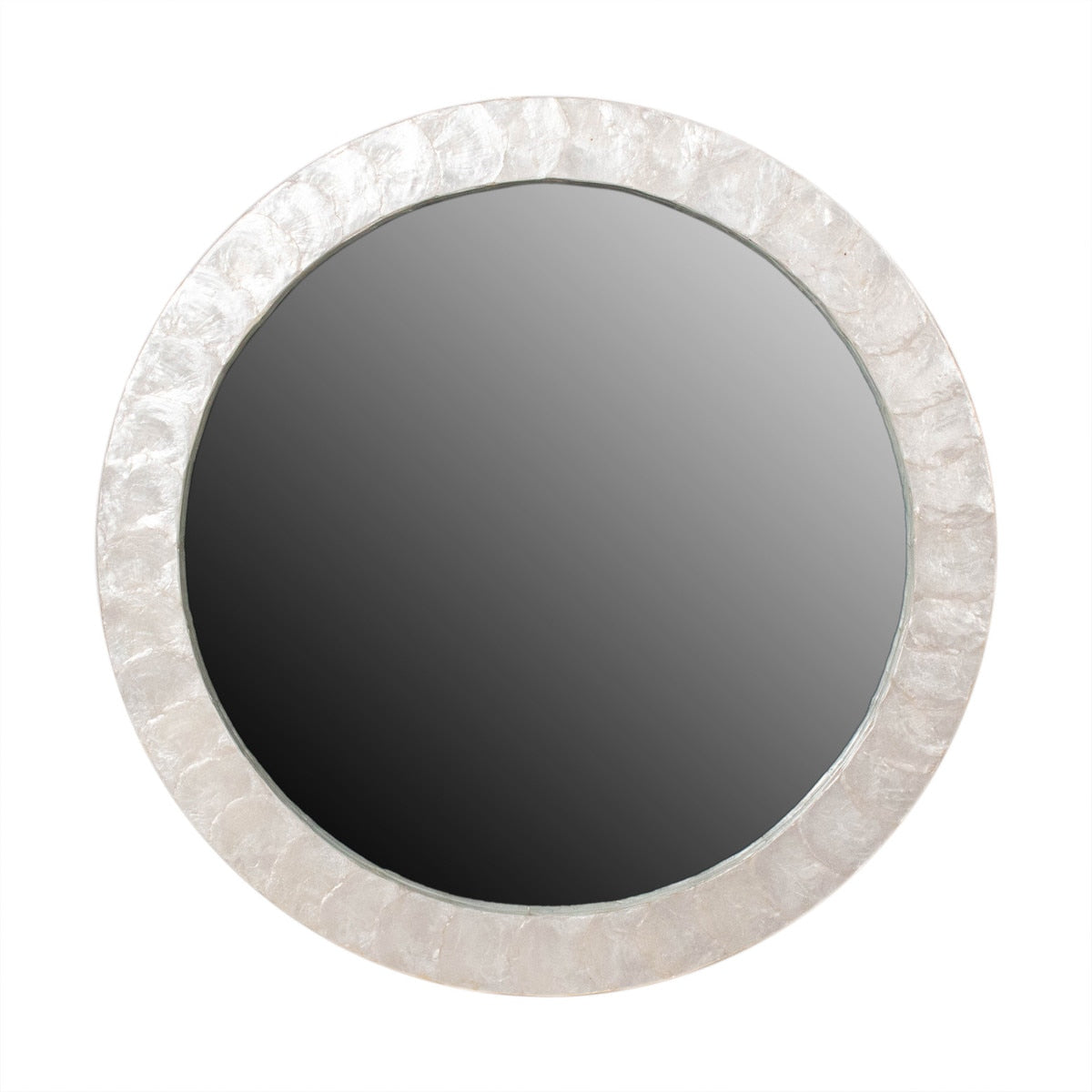 Round Capiz Mirror, 30"W, White