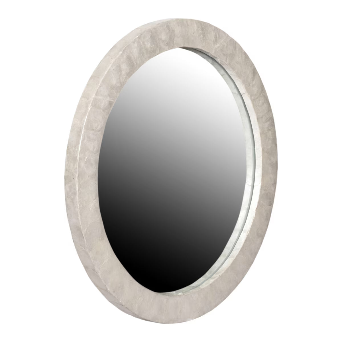 Round Capiz Mirror, 30"W, White