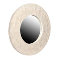 Capiz Round Wide Frame Mirror, 35"W, White