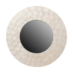 Capiz Round Wide Frame Mirror, 35"W, White