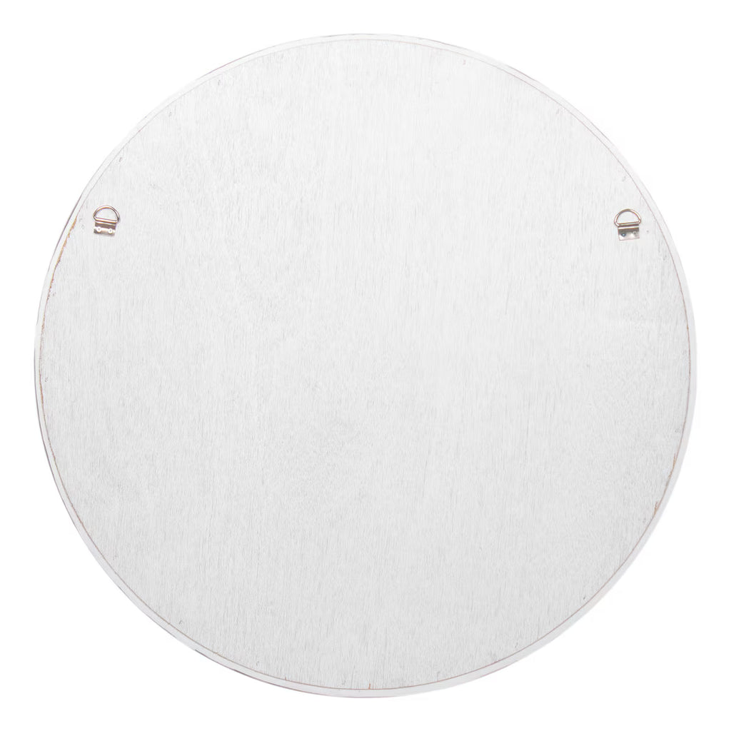 Capiz Round Wide Frame Mirror, 35"W, White