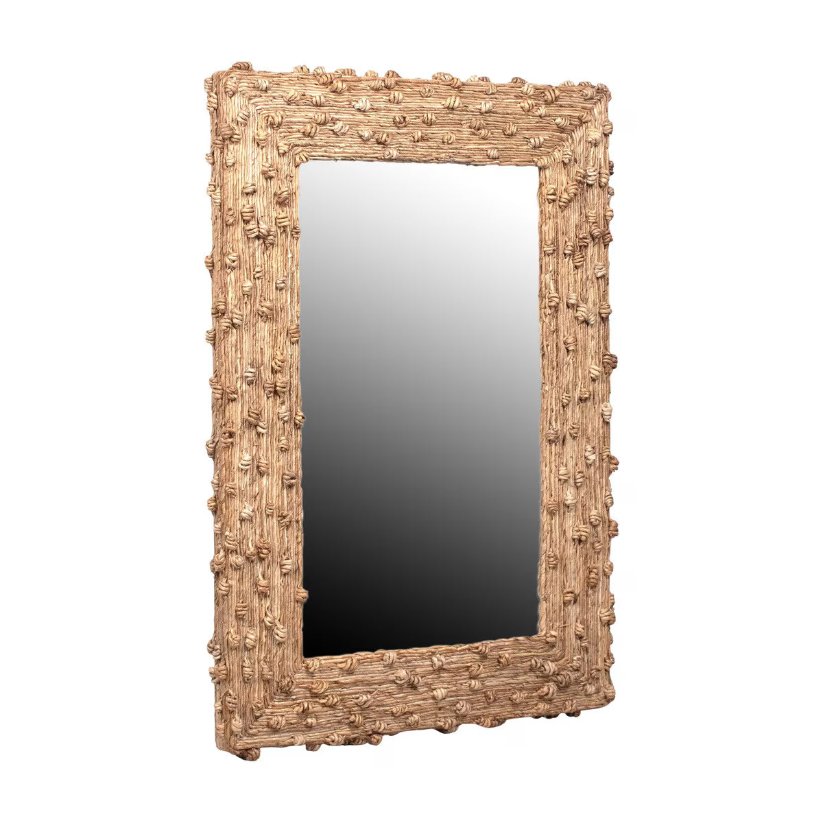 Knotted Natural Fiber Rectangular Mirror, 40.75"H, Natural