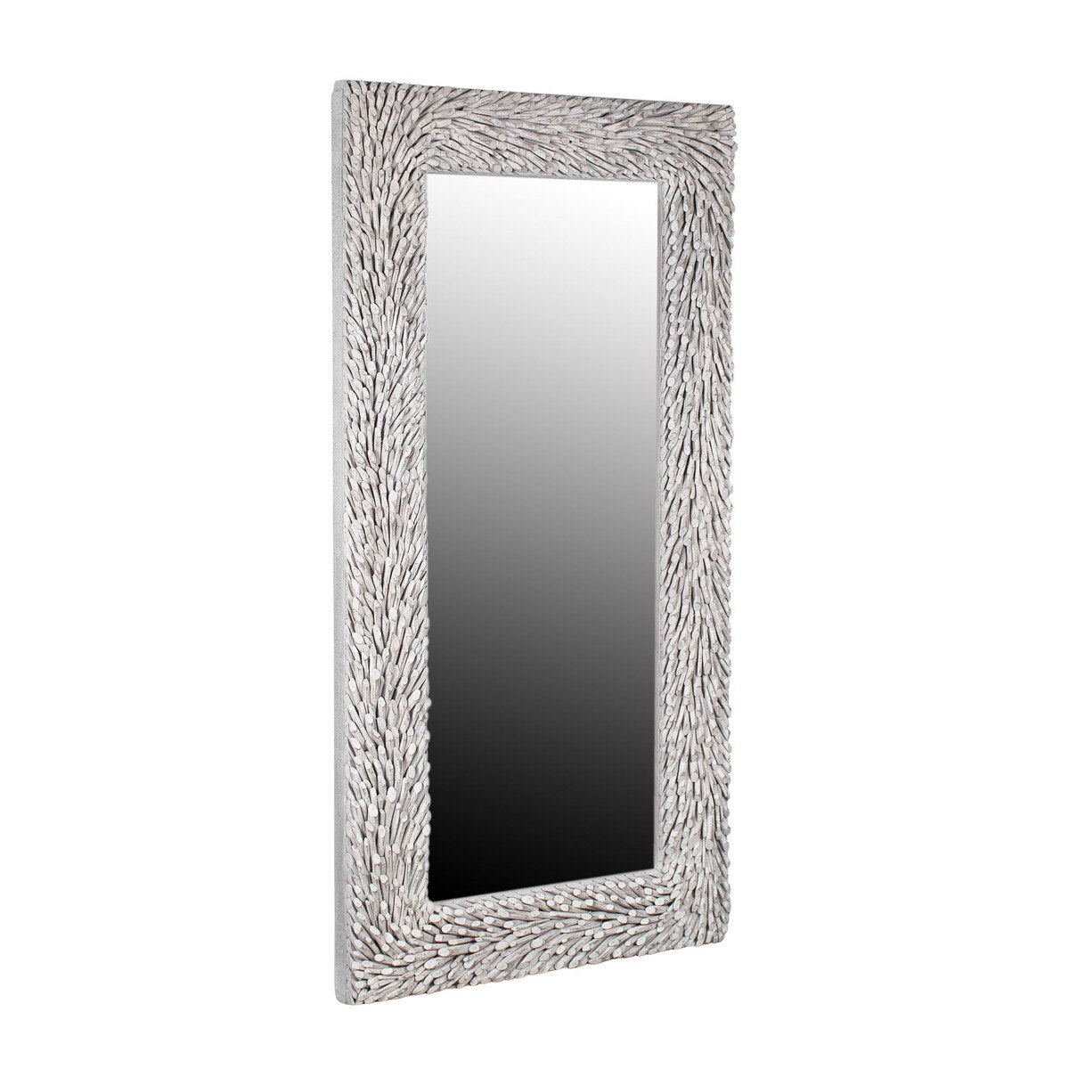 Teak Branch Frame Leaning Mirror, 78.75"H, Whitewash