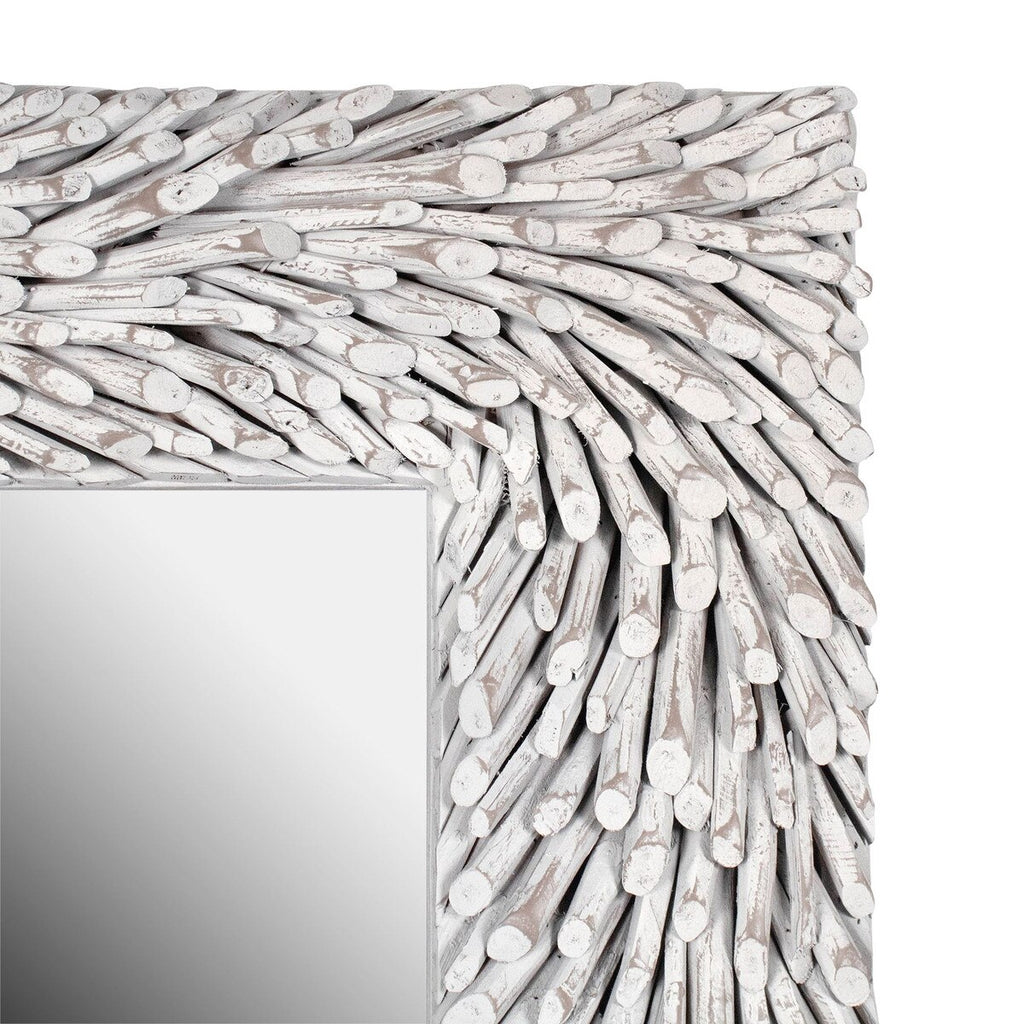 Teak Branch Frame Leaning Mirror, 78.75"H, Whitewash