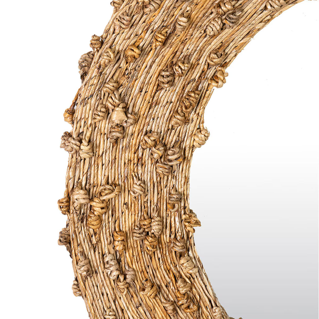 35" Knotted Natural Fiber Round Mirror
