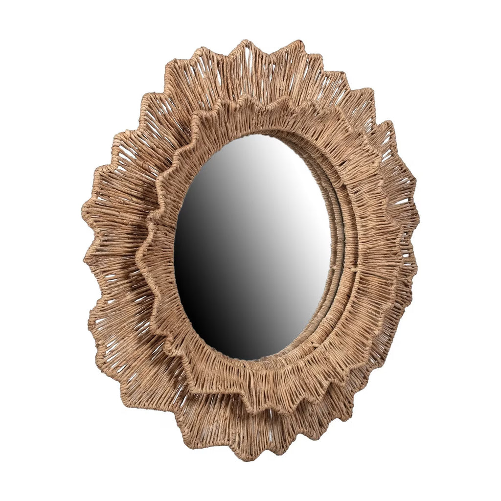 Shine Woven Wave Frame Mirror, 35"W, Natural