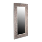 Coconut Shell Stone Finish Frame Large Floor Mirror, 78"H, Whitewash